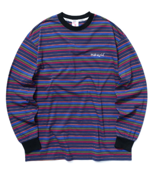 mahagrid (マハグリッド)   SANSKRIT STRIPED LS TEE [PURPLE]