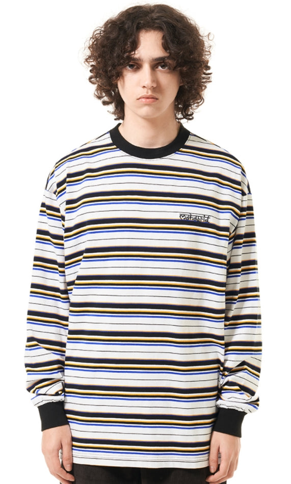 mahagrid (マハグリッド)   SANSKRIT STRIPED LS TEE [WHITE]