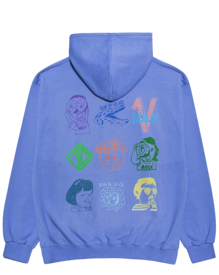 アクメドラビ(acme' de la vie) ADLV NINE CHARACTER HOODIE SKY BLUE