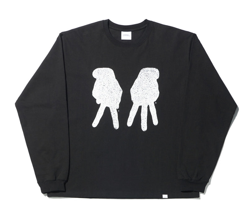 NOMANUAL(ノーマニュアル) NM FINGER LONG SLEEVE TEE - BLACK