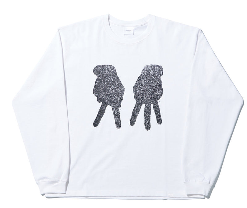 NOMANUAL(ノーマニュアル) NM FINGER LONG SLEEVE TEE - WHITE