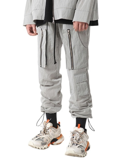 ランベルシオ(LANG VERSIO) 261 Zipper Pocket Nylon Metal String Jogger Pants GY