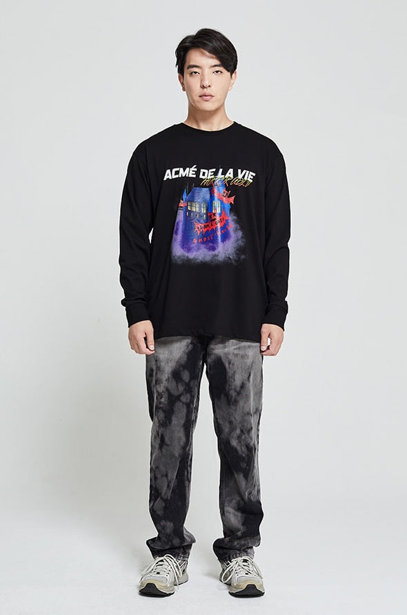 アクメドラビ(acme' de la vie) ADLV GHOST HOUSE LONG SLEEVE T-SHIRT BLACK