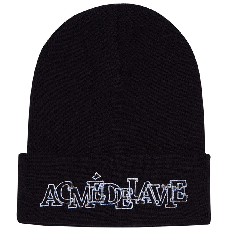アクメドラビ(acme' de la vie) OUTLINE LOGO EMBROIDERY BEANIE BLACK