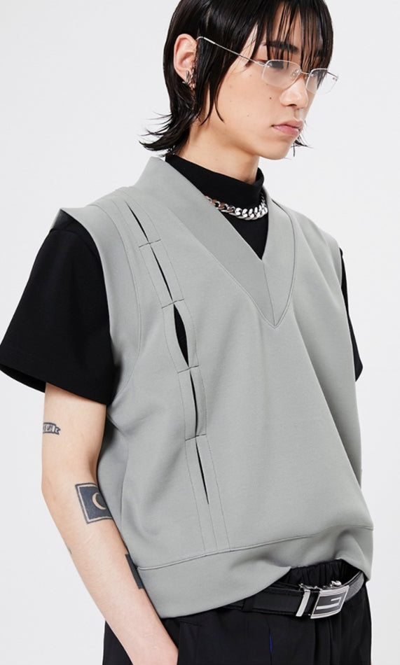 イーエスシースタジオ(ESC STUDIO)   Slit vest (gray mint)