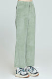 ロマンティッククラウン(ROMANTIC CROWN) WOMANS CORDUROY BUTTON PANTS_LIGHT GREEN