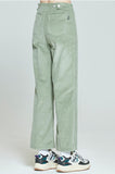 ロマンティッククラウン(ROMANTIC CROWN) WOMANS CORDUROY BUTTON PANTS_LIGHT GREEN