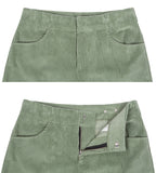 ロマンティッククラウン(ROMANTIC CROWN) WOMANS CORDUROY BUTTON PANTS_LIGHT GREEN