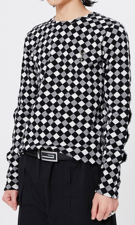 イーエスシースタジオ(ESC STUDIO)  Slit long sleeves (check)