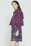 ロマンティッククラウン(ROMANTIC CROWN) WOMANS CORDUROY BUTTON JACKET_PURPLE