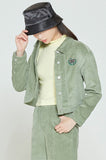 ロマンティッククラウン(ROMANTIC CROWN) WOMANS CORDUROY BUTTON JACKET_LIGHT GREEN