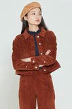 ロマンティッククラウン(ROMANTIC CROWN) WOMANS CORDUROY BUTTON JACKET_BROWN