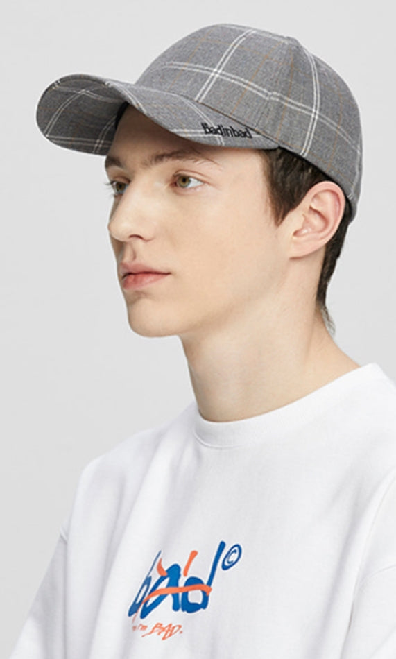 ベドインベド(BADINBAD) PLAIN LOGO CHECK CAP_GREY
