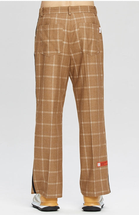 ベドインベド(BADINBAD)  CUT OPEN CHECK PANTS_BROWN
