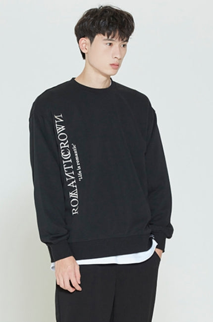 ロマンティッククラウン(ROMANTIC CROWN) MODERN LAUREL LOGO SWEATSHIRT_BLACK