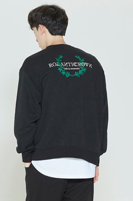 ロマンティッククラウン(ROMANTIC CROWN) MODERN LAUREL LOGO SWEATSHIRT_BLACK