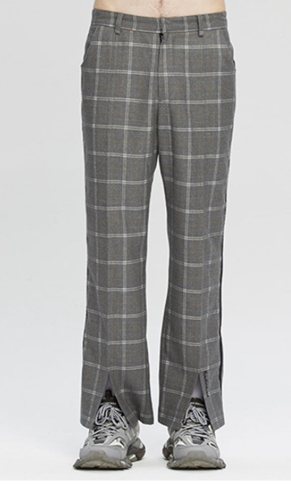 ベドインベド(BADINBAD)  CUT OPEN CHECK PANTS_GREY