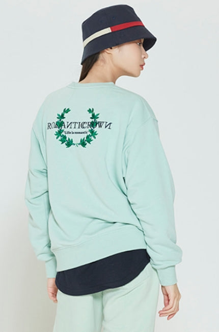 ロマンティッククラウン(ROMANTIC CROWN) MODERN LAUREL LOGO SWEATSHIRT_LIGHT GREEN