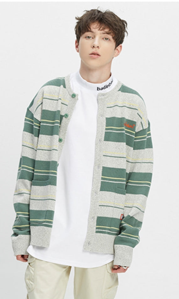 ベドインベド(BADINBAD)  STRIPED KNITTED CARDIGAN_MELANGE IVORY