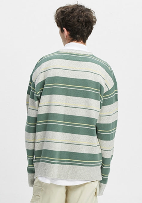 ベドインベド(BADINBAD)  STRIPED KNITTED CARDIGAN_MELANGE IVORY