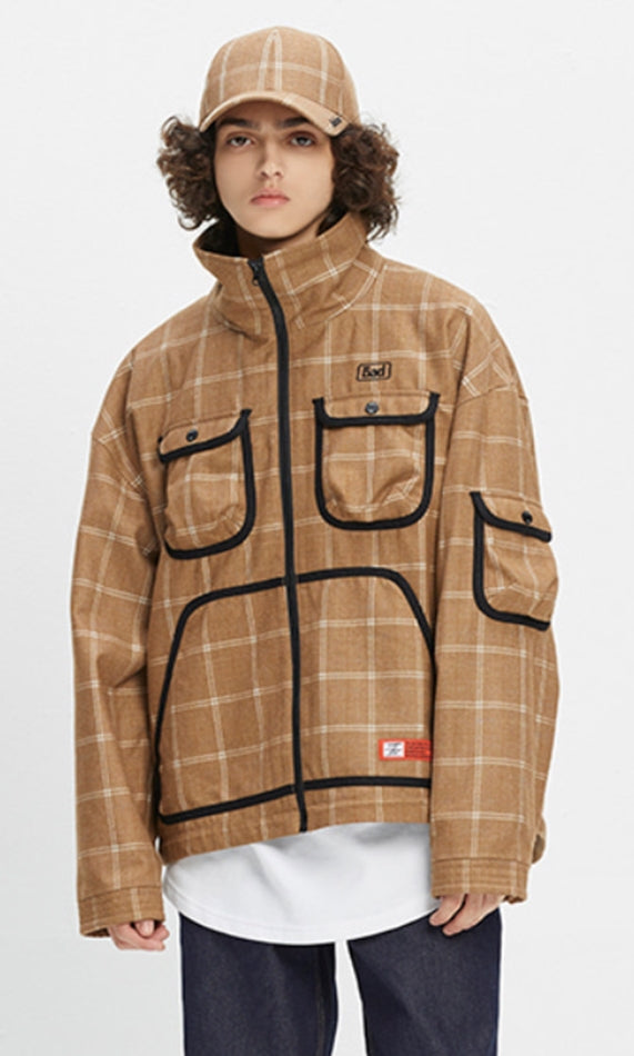 ベドインベド(BADINBAD)  ICONIC CHECK JACKET_BROWN