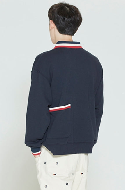 ロマンティッククラウン(ROMANTIC CROWN) BACK POCKET COLLAR SWEATSHIRT_NAVY
