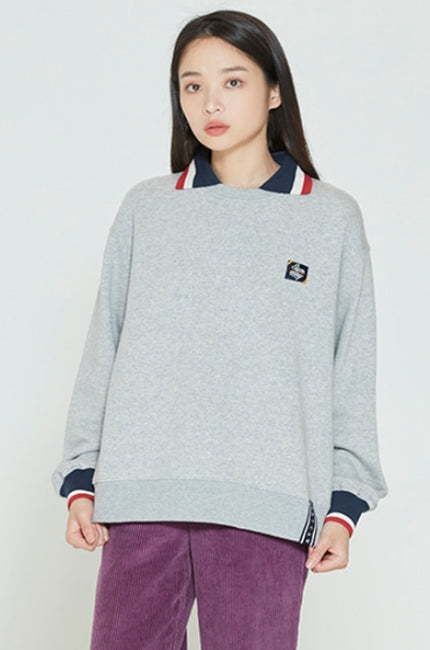 ロマンティッククラウン(ROMANTIC CROWN) BACK POCKET COLLAR SWEATSHIRT_GREY