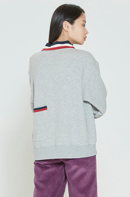 ロマンティッククラウン(ROMANTIC CROWN) BACK POCKET COLLAR SWEATSHIRT_GREY
