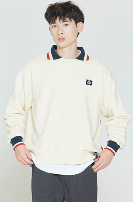 ロマンティッククラウン(ROMANTIC CROWN) BACK POCKET COLLAR SWEATSHIRT_OATMEAL