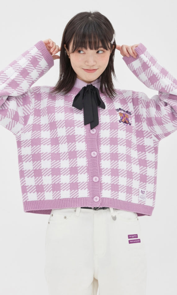 TARGETTO(ターゲット) GINGHAM CHECK CARDIGAN_LIGHT PURPLE