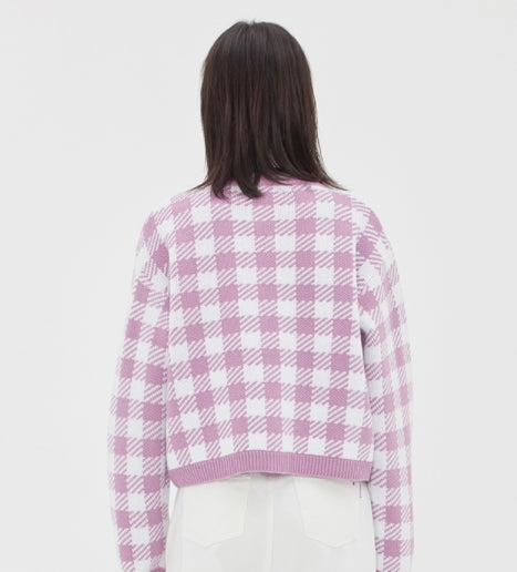 TARGETTO(ターゲット) GINGHAM CHECK CARDIGAN_LIGHT PURPLE