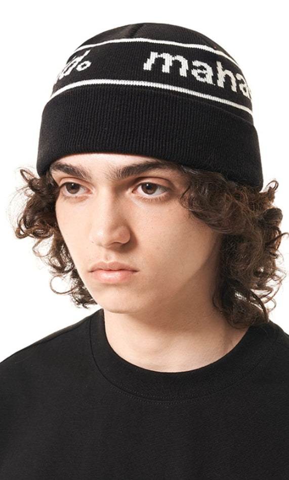 mahagrid (マハグリッド)    BIG LOGO SHORT BEANIE [BLACK]