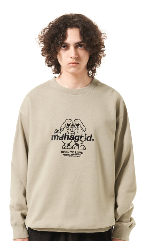 mahagrid (マハグリッド)   TWIN DOGGY SWEATSHIRT [BEIGE]