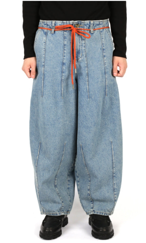 アジョバイアジョ（AJOBYAJO) Washed Denim Oversized Pants [Blue