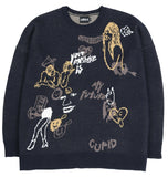 アジョバイアジョ（AJOBYAJO) Oversized Itaewon Story Sweater [Navy]