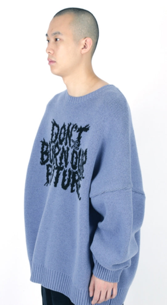 アジョバイアジョ（AJOBYAJO)   Oversized Slogan Wool Knit Sweater [Lilac]