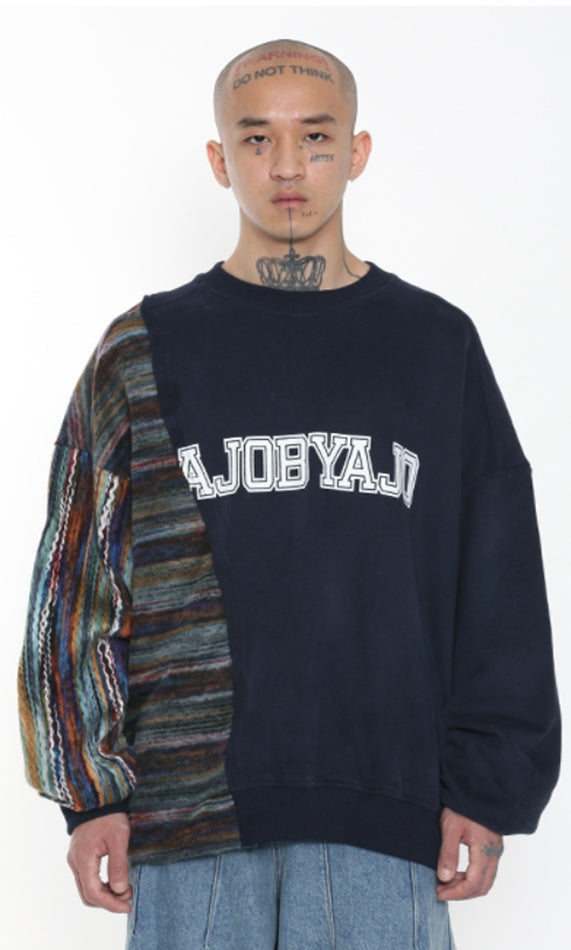 アジョバイアジョ（AJOBYAJO)    Oversized Twofold Vintage Sweatshirt [Navy]