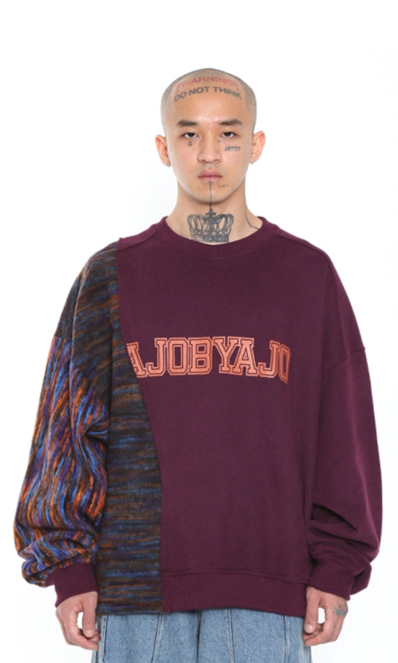 アジョバイアジョ（AJOBYAJO)  Oversized Twofold Vintage Sweatshirt [Red Purple]