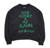 アジョバイアジョ（AJOBYAJO)    Oversized Tape Slogan Sweatshirt [Charcoal]