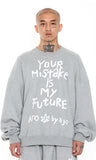 アジョバイアジョ（AJOBYAJO) Oversized Tape Slogan Sweatshirt [Melange Grey]