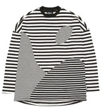 アジョバイアジョ（AJOBYAJO) Oversized Stripe Mixed T-Shirt [Ivory]