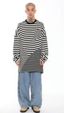 アジョバイアジョ（AJOBYAJO) Oversized Stripe Mixed T-Shirt [Ivory]