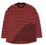 アジョバイアジョ（AJOBYAJO) Oversized Stripe Mixed T-Shirt [Red]