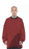 アジョバイアジョ（AJOBYAJO) Oversized Stripe Mixed T-Shirt [Red]