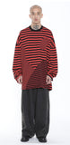 アジョバイアジョ（AJOBYAJO) Oversized Stripe Mixed T-Shirt [Red]