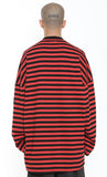 アジョバイアジョ（AJOBYAJO) Oversized Stripe Mixed T-Shirt [Red]