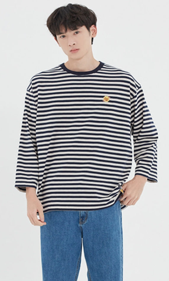 ロマンティッククラウン(ROMANTIC CROWN)  [CHUPA CHUPS X RMTCRW]STRIPED LONG SLEEVE_NAVY