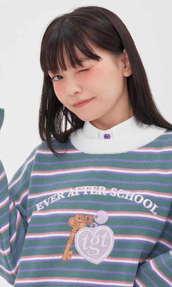 TARGETTO(ターゲット) KEY RING STRIPE KNIT_BLUE GREEN