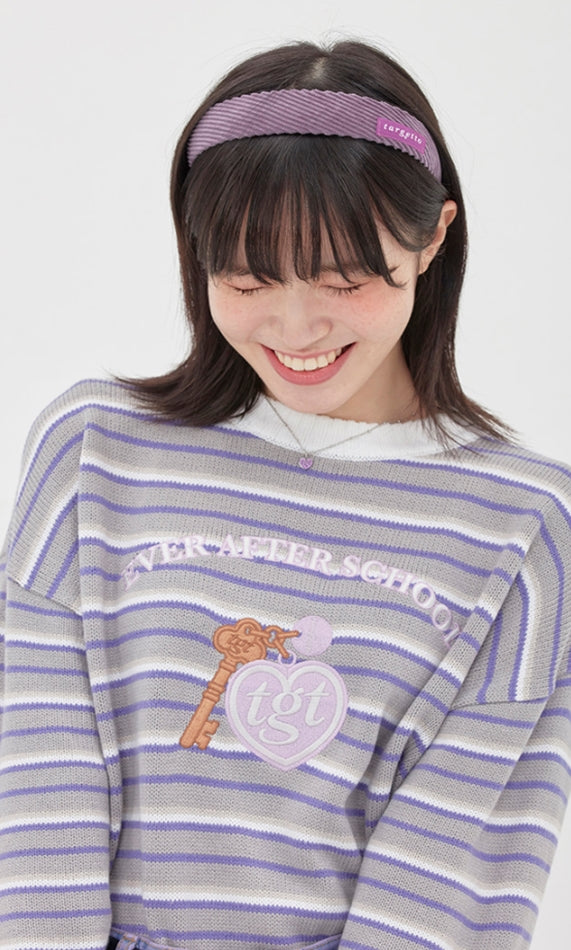 TARGETTO(ターゲット) KEY RING STRIPE KNIT_LIGHT GREY