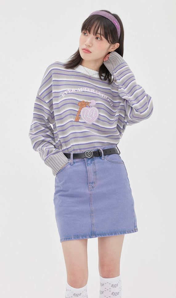 TARGETTO(ターゲット) KEY RING STRIPE KNIT_LIGHT GREY